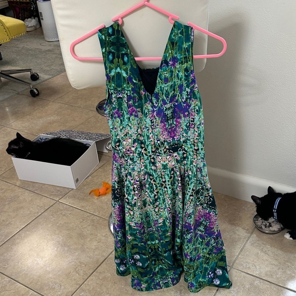 Cynthia Rowley Green and Purple Midi Dress